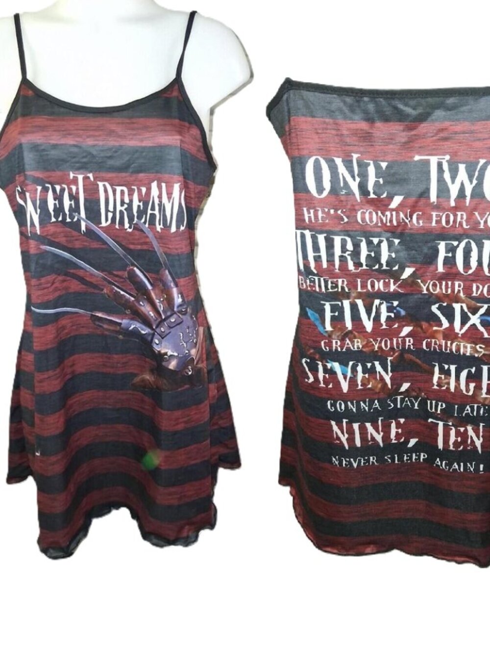 Freddy Kruger Night Gown Sleep Dress Shirt NWOT Size Large Elm Street